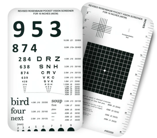 503200 Rosenbaum Pocket Eye Chart, Plastic